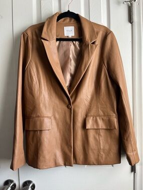 Le Lis Women's Tan Leather Blazer Jacket Large NWOT